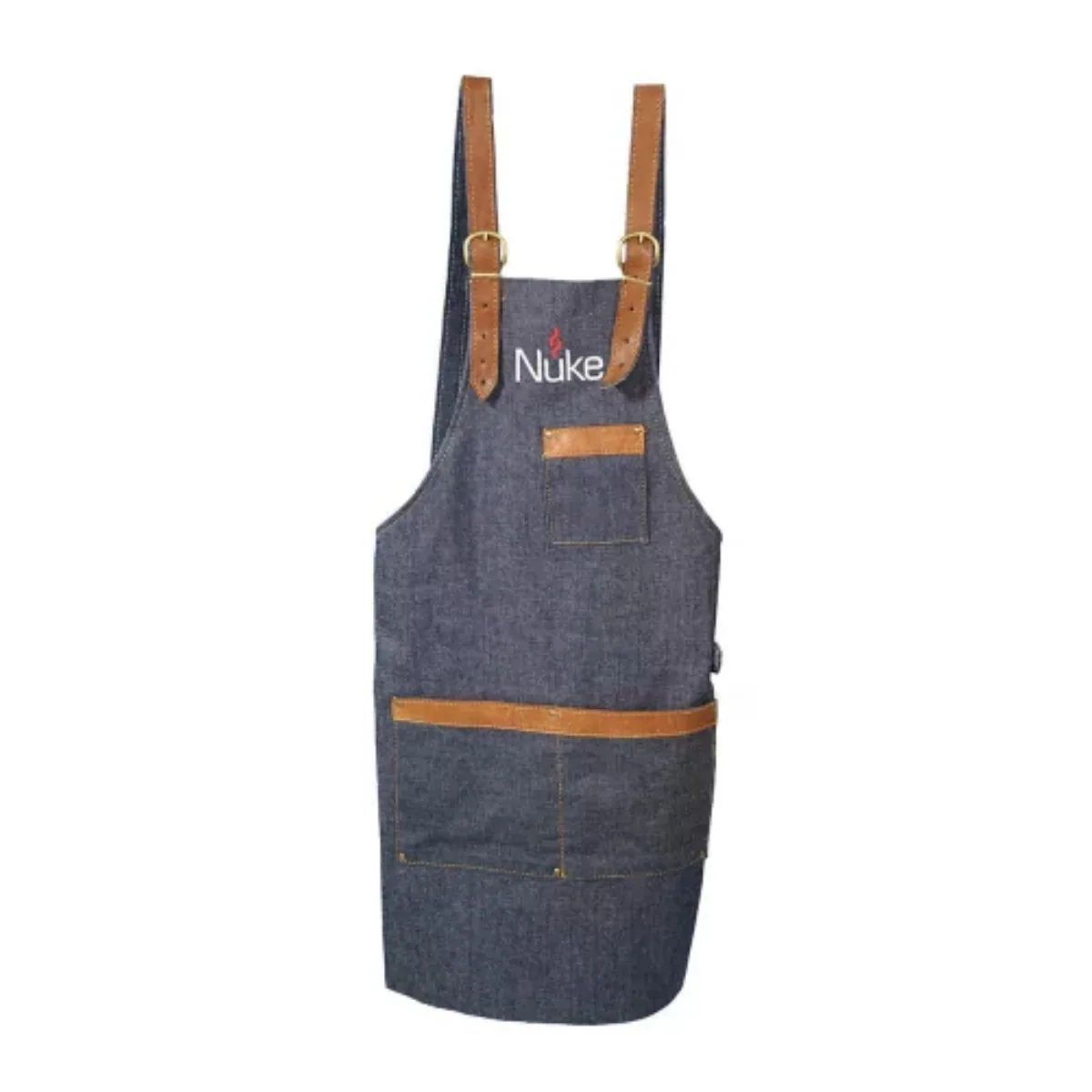 Delantal Parrillero Chef - Jean con vivos de cuero y logo Ñuke