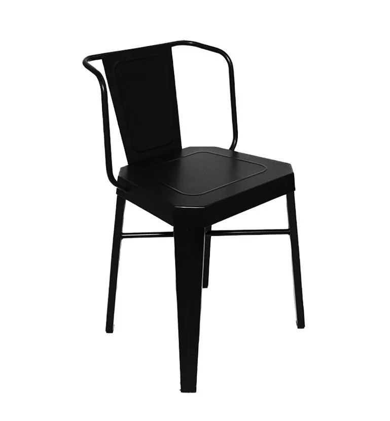 Silla Tromen Runko - Apilable metálica - Negra — vista principal, Tromen