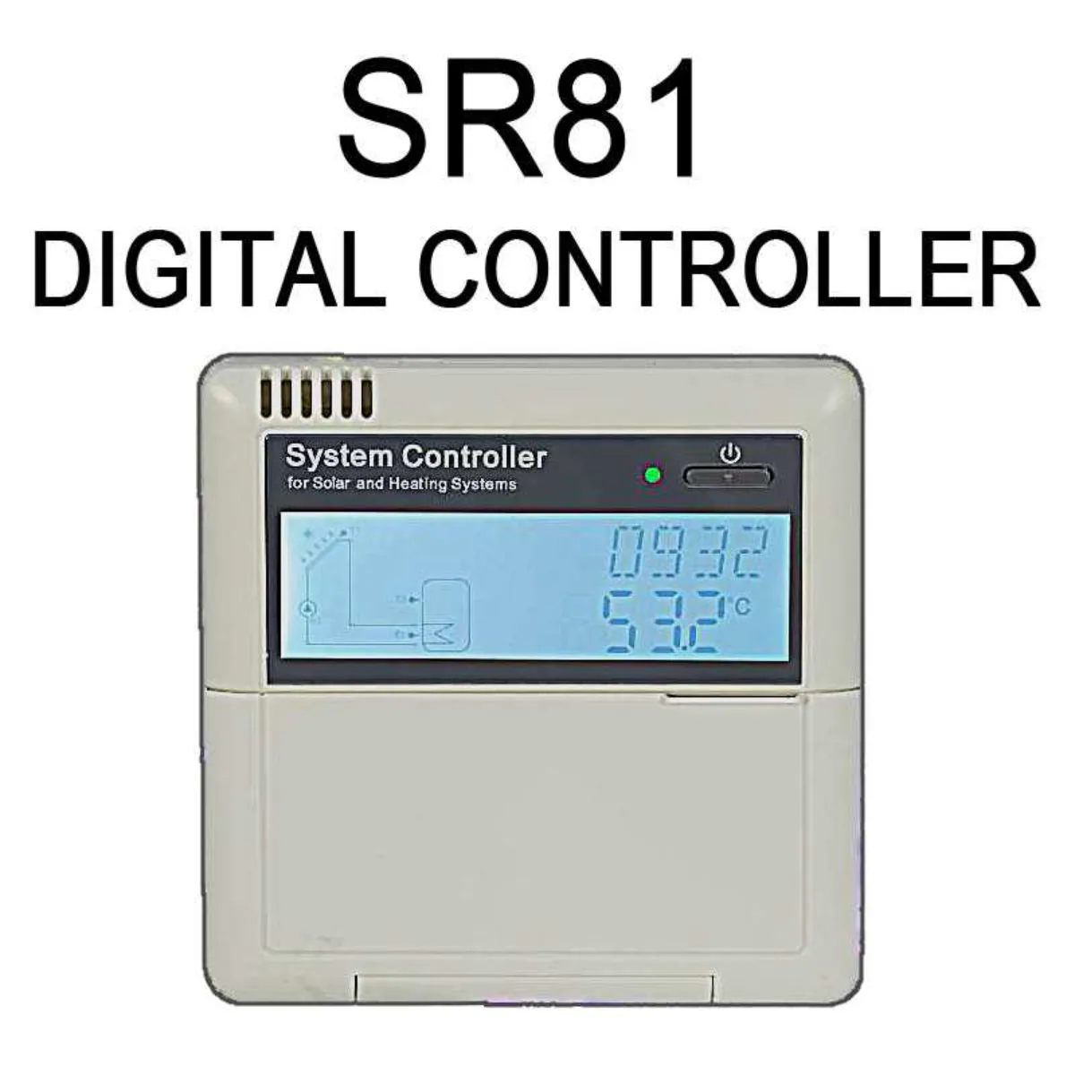 CONTROLADOR INTELIGENTE SR81 c/ 2 SENSORES P/ COLECTOR SOLAR — vista principal, MF Solar