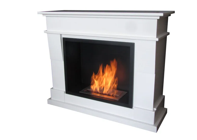 BIOHOGAR CHIMENEA - DE APOYO 1.10 X 0.90 C/ MUEBLE MADERA BLANCO — vista principal, Biohogares